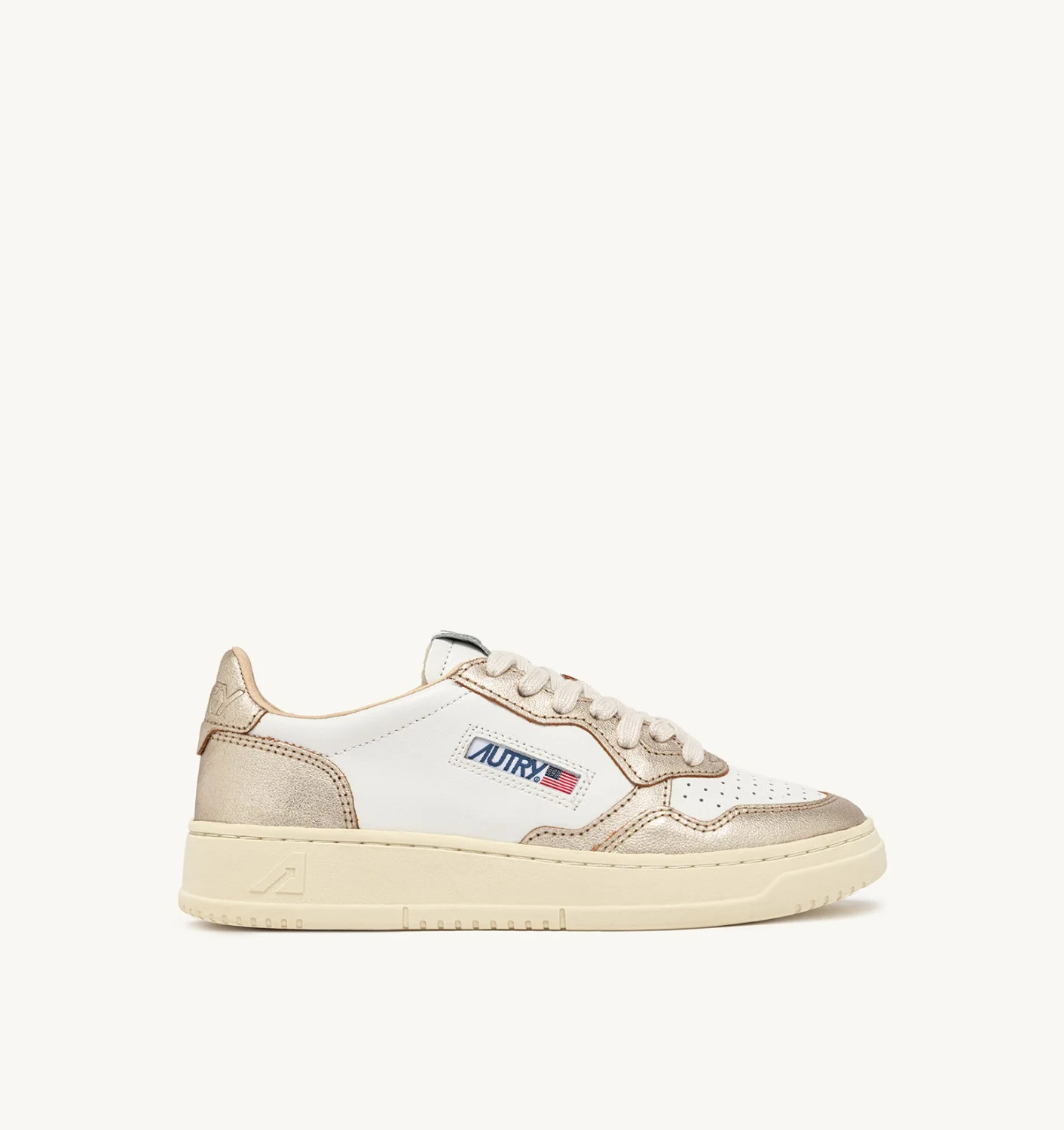 AUTRY BASKETS MEDALIST LOW BICOLOR EN CUIR BLANC ET BLU