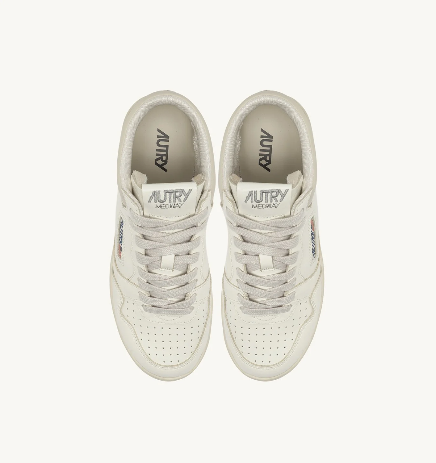 AUTRY MED-WAY SNEAKERS IN LEATHER COLOR MARSHMALLOW AND SYRAH