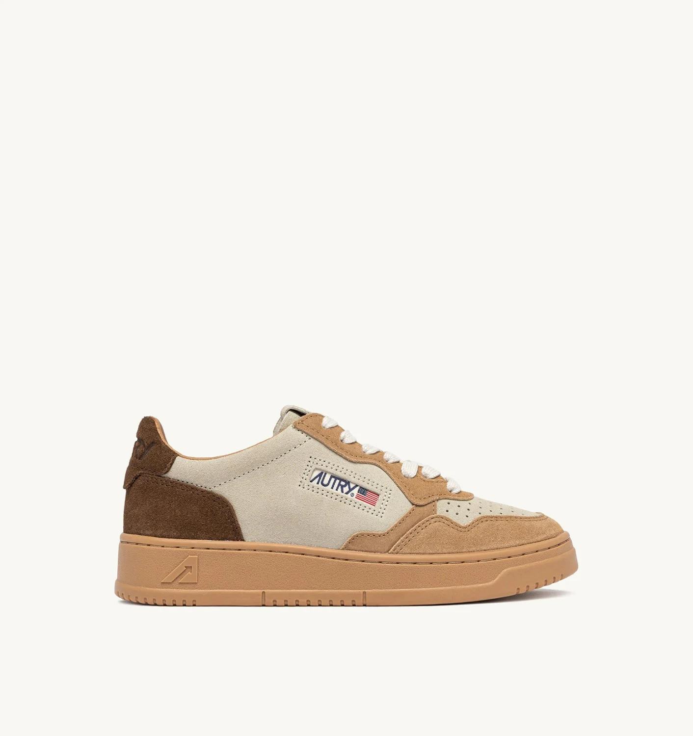 AUTRY ZAPATILLAS MEDALIST LOW TRICOLOR DE ANTE BLANCO SAND Y FUEGO