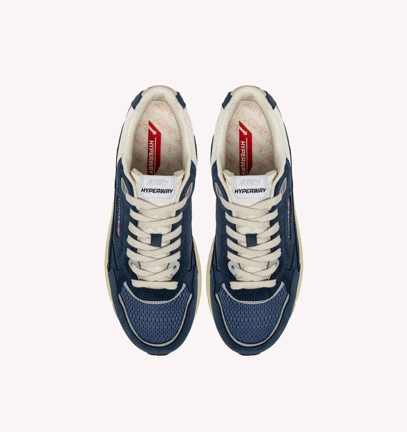AUTRY HYPERWAY SNEAKERS IN WHITE AND SILVER MESH AND SUEDE