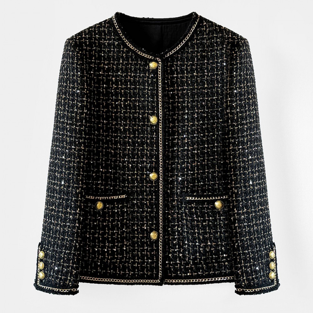 Black Gold Short Coat For Women