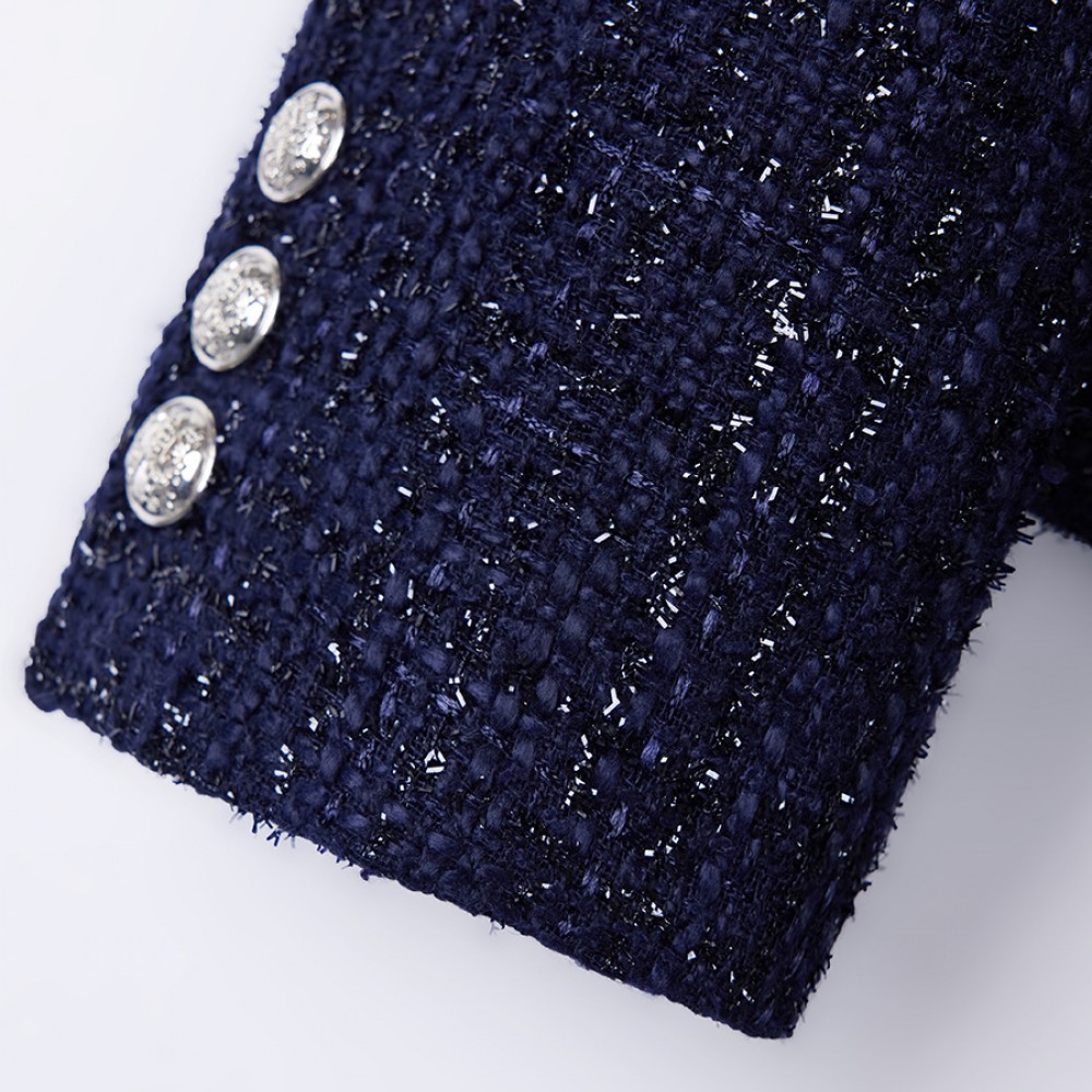 Navy Silver Short Coat For Women