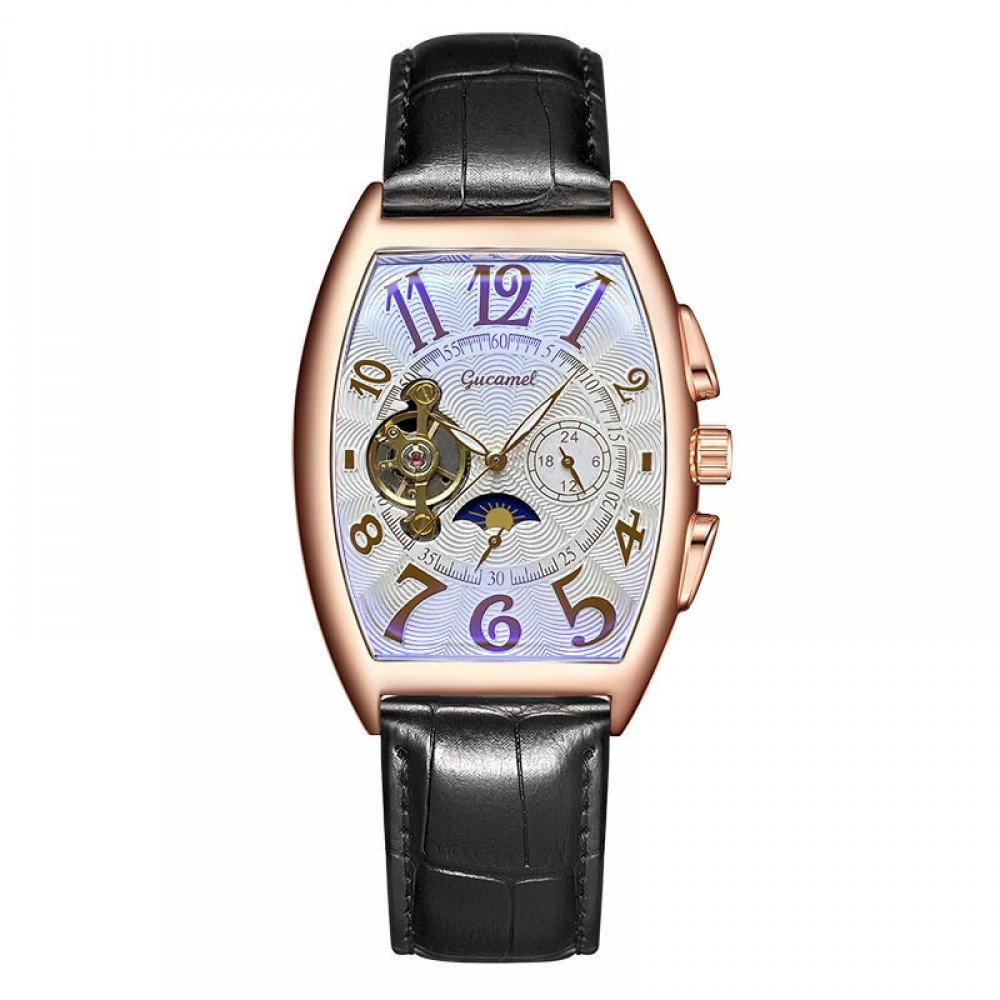 Men's automatic barrel-shaped mechanical watch Tourbillon watch