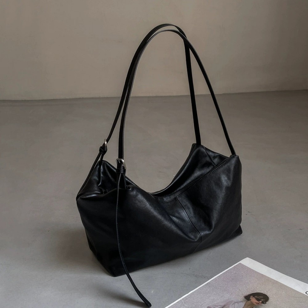 2025 new lazy style retro vegetable tanned cowhide large capacity women's bag