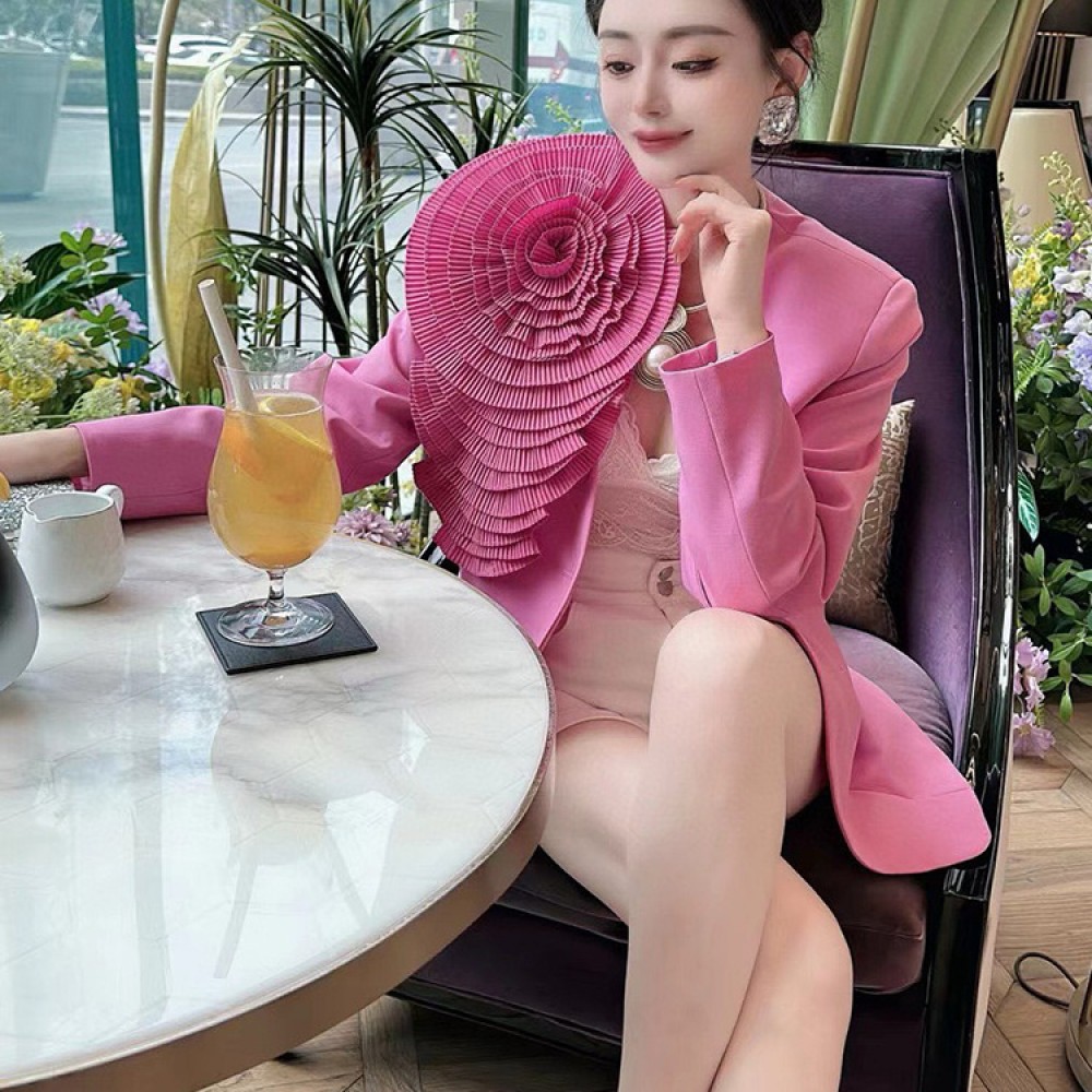 New Pink V-neck Elegant Suit For Women