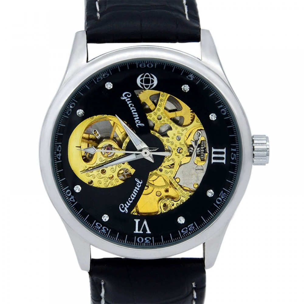 Men's Fashion Mechanical Watch Hollow Transparent Automatic Mechanical Black