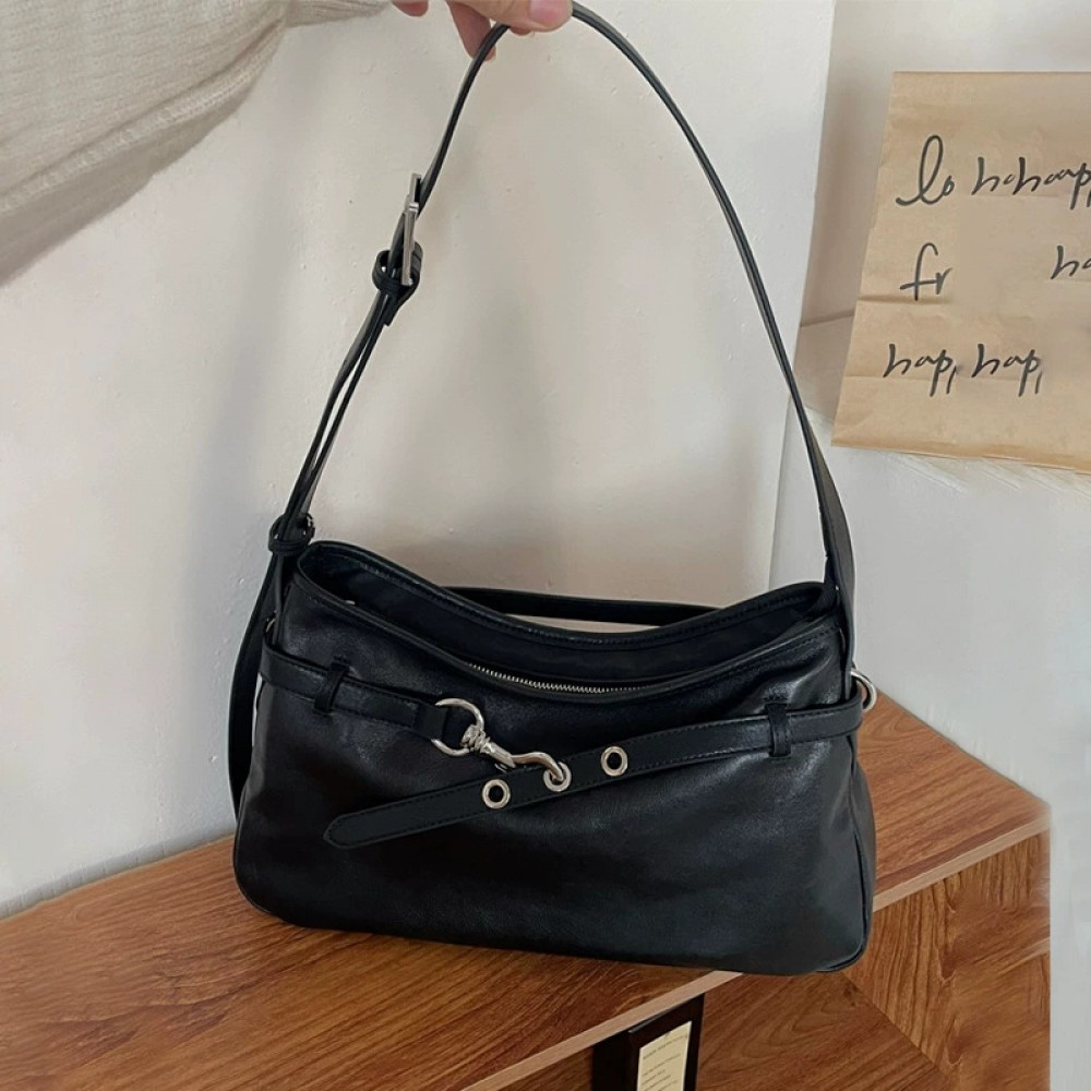 2025 new messenger bag genuine leather texture shoulder large bag female underarm bag