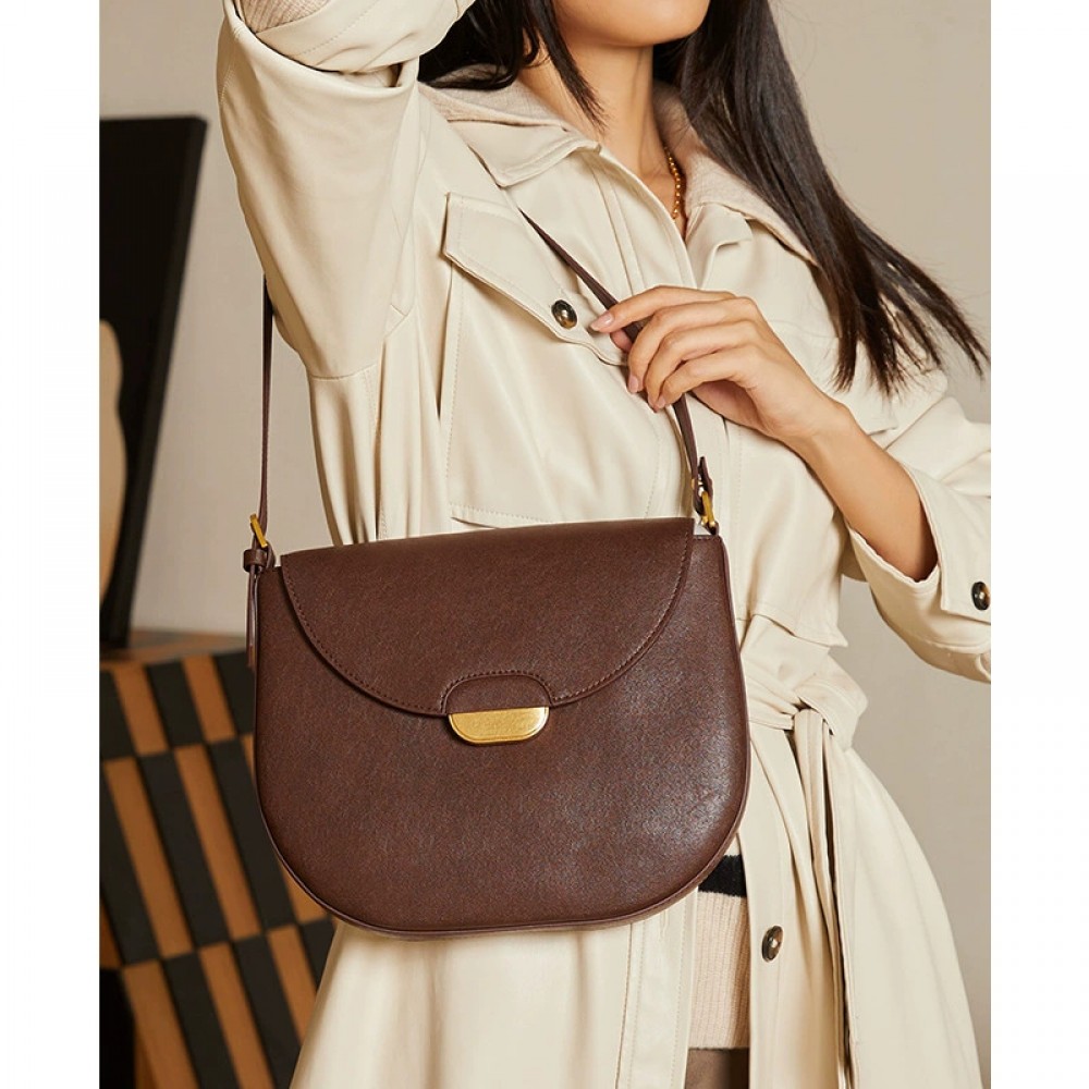 2025 new single shoulder bag versatile large capacity commuter bag genuine leather women's bag high-end retro bag