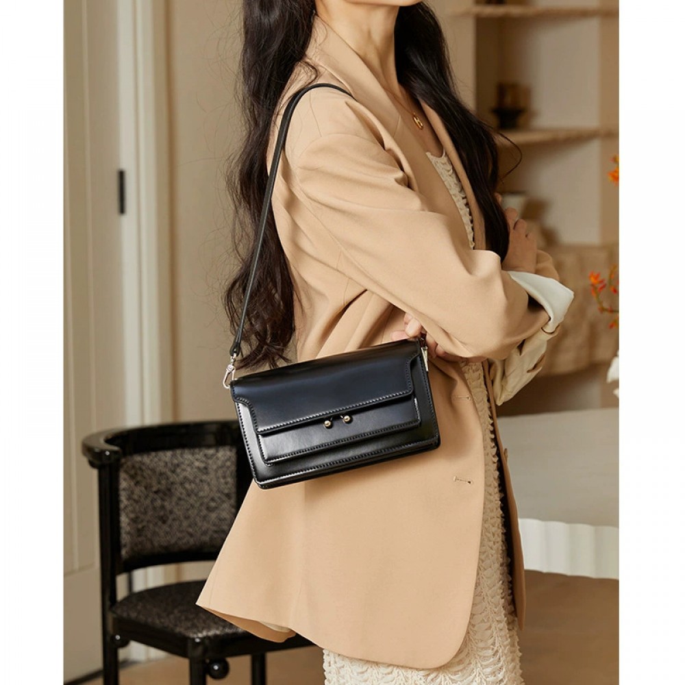 Underarm bag women 2025 new multi-compartment shoulder crossbody cowhide small square bag