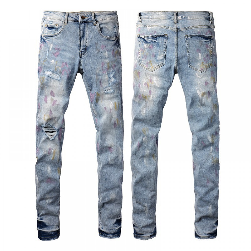 New LtBlue And Black Slim Fit Jeans For Men
