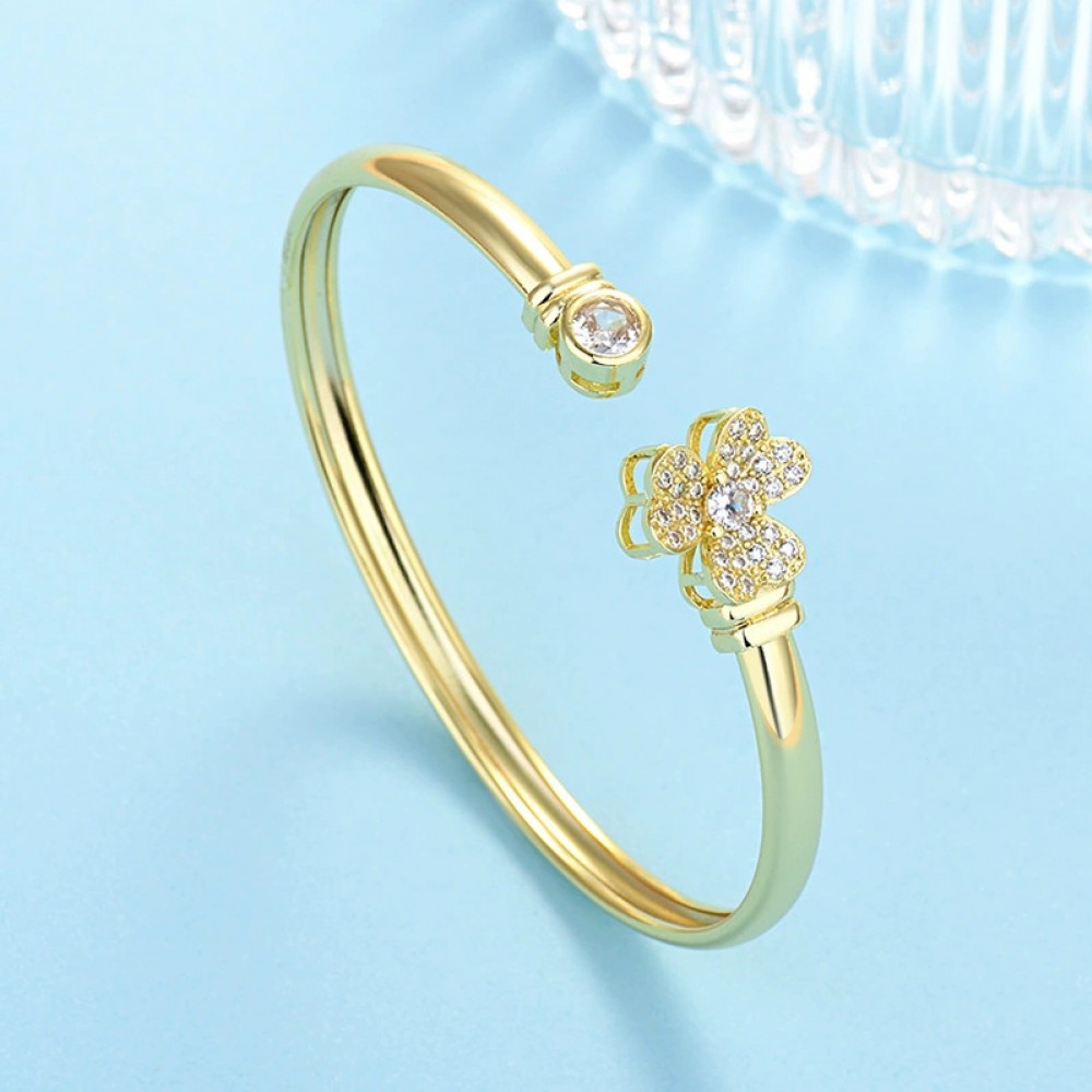 New floral diamond open bracelet for women light luxury niche design high-end ins fashion hand jewelry bracelet
