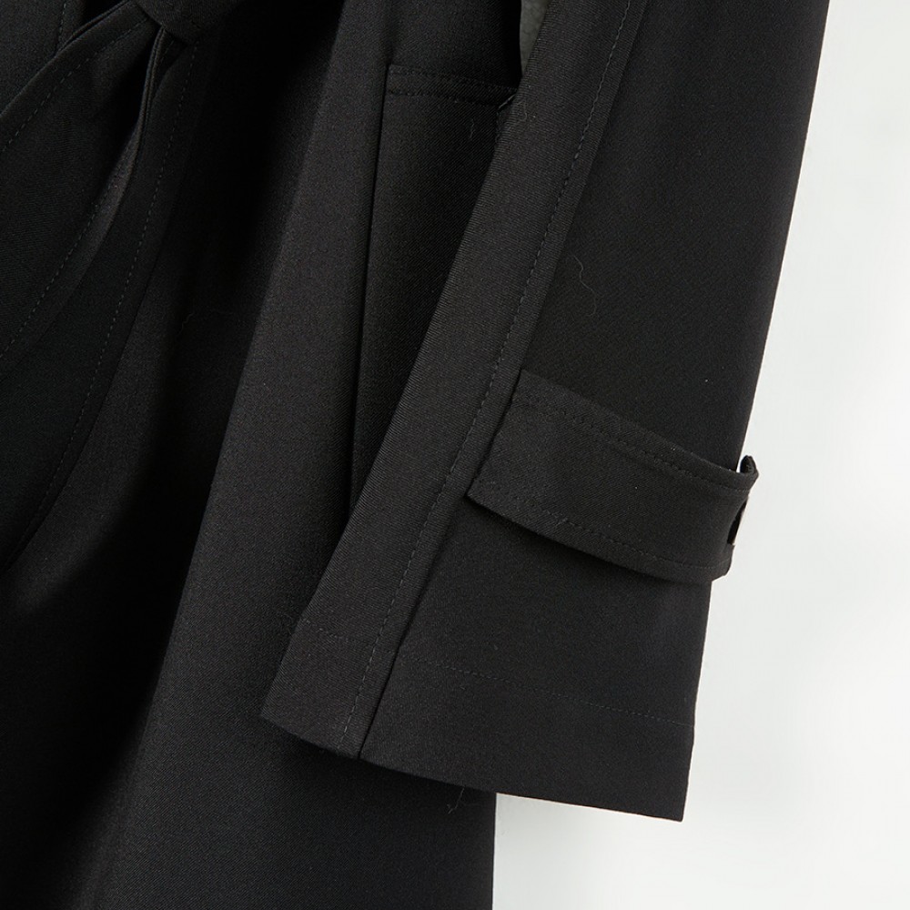 New Black Long Trench Coat For Women