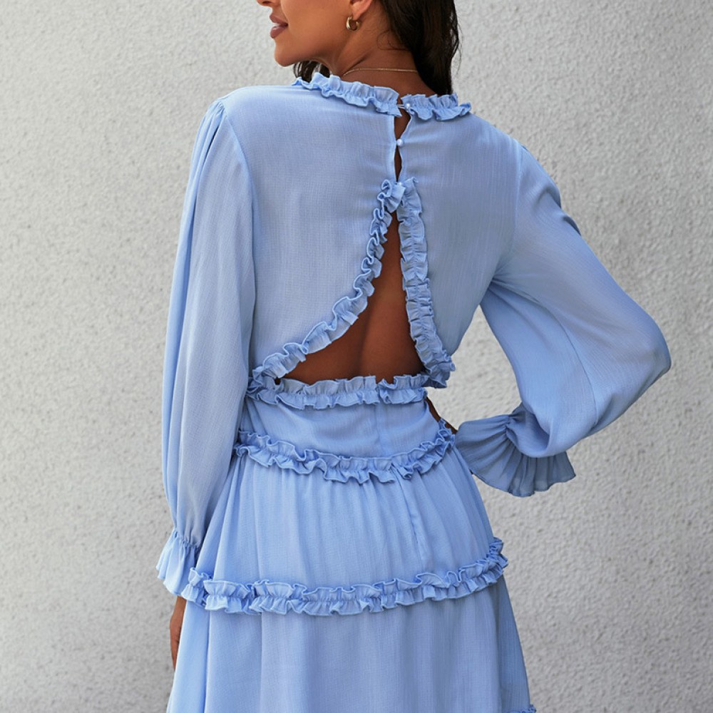 Fashion Blue V Dress For Women